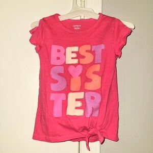 Carter's 3T "Best Sister Ever" Split Sleeve and Faux Tie Bottom